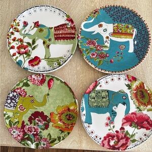 World Marker Elephant Floral nomad plate set